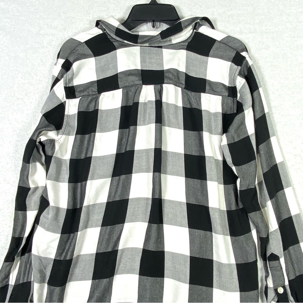 Levis Boyfriend Flannel Shirt Women's L Black White Plaid Button Up Casual Top - Picture 10 of 16